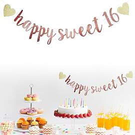 Deko 16 Geburtstag Mädchen Rosa,Happy Sweet 16