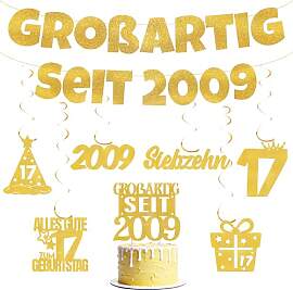 Deko 17 Geburtstag Girlande Junge Mädchen -
