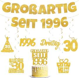 Deko 30 Geburtstag Girlande Mann Frau - Goldene