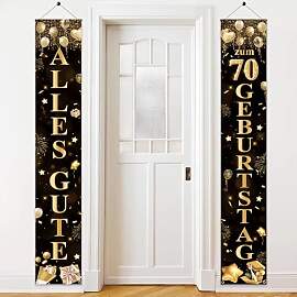 Deko 70 Geburtstag Banner Schwarz Gold - 2 Stück