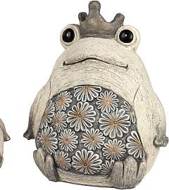 Dekofigur Froschkönig BLUMENDEKOR H. 38cm creme