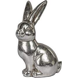 Dekofigur Hase Klassik antik silber H. 38cm aus