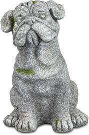 Dekofigur Hund Bulldogge sitzend H. 40cm grau