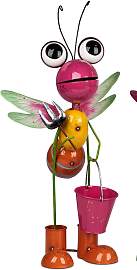 Dekofigur Libelle pink mit Pflanztopf H. 58cm bunt 