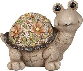 Dekofigur Schildkröte STONES CREME Blumen L. 32cm 
