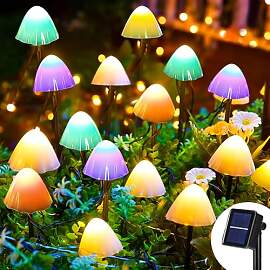Dekofun Garten Deko Draußen 7M 20 LED Solar Pilze 
