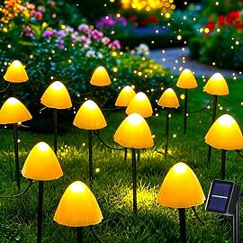 Dekofun Garten Deko Draußen 7M 20 LED Solar Pilze 