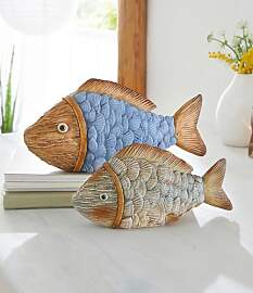 Dekoleidenschaft 2X Dekofigur Fisch aus Polyresin, 