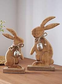 Dekoleidenschaft 2X Dekofigur Osterhase aus Mango