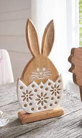 Dekoleidenschaft Dekofigur Hase aus Mango Holz