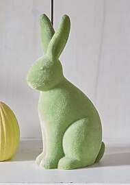 Dekoleidenschaft Osterhase Samt in grün, Hase aus 