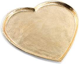 Dekoschale Herz: Tablett Metall, Herzteller Gold,