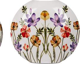 Dekovase SOMMERGARTEN flach rund H. 27.5cm weiß