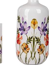 Dekovase SOMMERGARTEN rund H. 30cm D. 17cm weiß