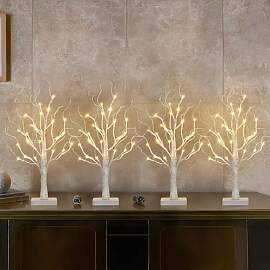 DELICHTER 4er Set Lichterbaum mit 24 Warmweißen
