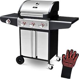 deluxe4home® Gasgrill BBQ Grillwagen mit Deckel I 