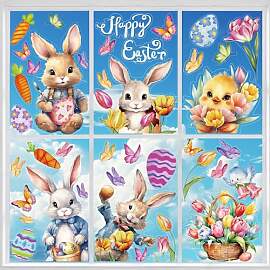 DERAYEE 3D Fenstersticker Ostern Selbstklebend 8