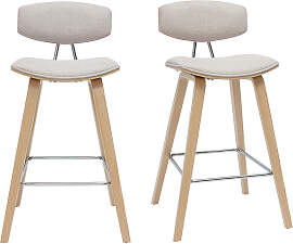 Design-Barhocker aus beigem Stoff mit samtiger