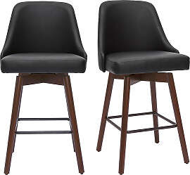 Design-Barhocker drehbar schwarz und dunkles Holz