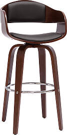 Design-Barhocker drehbar schwarz und dunkles Holz