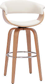 Design-Barhocker drehbar weiß mit hellem Holz  H