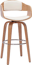 Design-Barhocker drehbar weiß und helles Holz