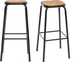 Design-Barhocker Edelstahl 2er-Set H 75 cm dunkles 