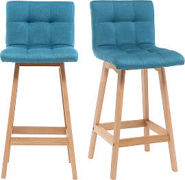 Design-Barhocker Holz und Blaugrün 65 cm 2 Stck.