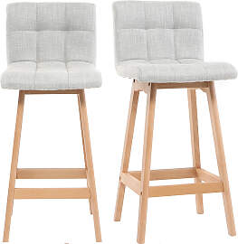 Design-Barhocker Holz und Perlgrau 65 cm 2 Stck.