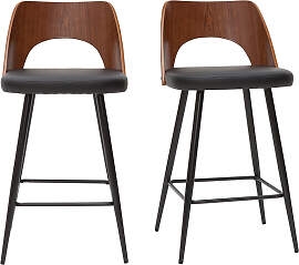 Design-Barhocker in Schwarz und Walnuss H66,5 cm