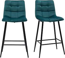 Design-Barhocker petrolblauer Samt H65 cm