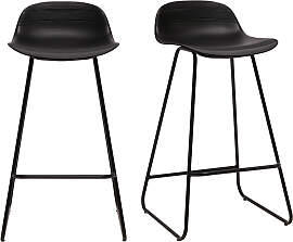 Design-Barhocker schwarz H65 cm (2er-Satz) ELLA