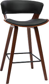 Design-Barhocker schwarz und dunkles Holz H 65 cm
