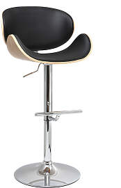 Design-Barhocker Schwarz und helles Holz WALNUT