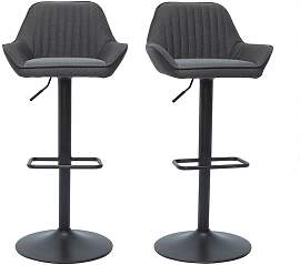 Design-Barhocker verstellbar anthrazitgrauer Stoff 