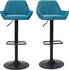 Design-Barhocker verstellbar entenblauer Stoff