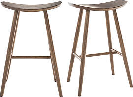 Design-Barhocker Walnuss H72 cm (2er-Set) DEMORY