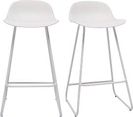 Design-Barhocker weiß H65 cm (2er-Satz) ELLA