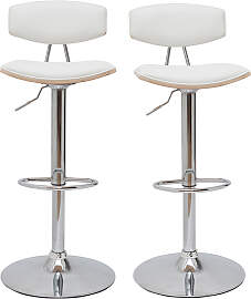 Design-Barhocker weiß mit hellem Holz (2er-Set)