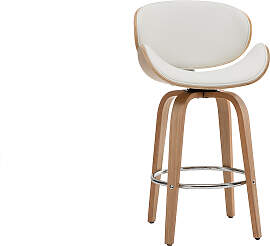 Design-Barhocker Weiß und helles Holz 65 cm WALNUT