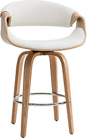 Design-Barhocker Weiß und helles Holz 68 cm ARAMIS