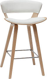 Design-Barhocker weiß und helles Holz H65 cm SYRAH