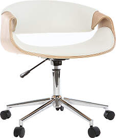 Design-Bürosessel ARAMIS, weißes PU/helles Holz