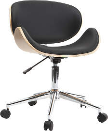 Design-Bürostuhl PU Schwarz und helles Holz WALNUT