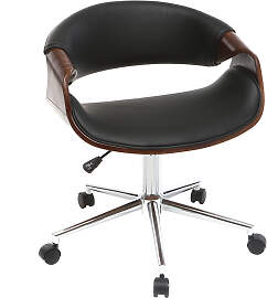 Design-Bürostuhl PU Schwarz und Nussbaum ARAMIS