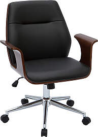 Design-Bürostuhl schwarz und dunkles Holz RUFIN