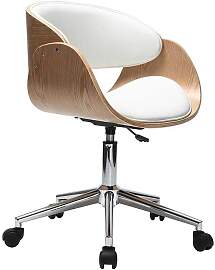 Design-Bürostuhl Weiß / Helles Holz BENT
