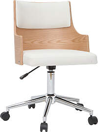 Design-Bürostuhl weiß und helles Holz mit