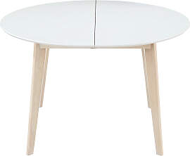 Design-Esstisch rund ausziehbar Weiß und Holz