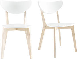 Design-Holzstuhl mit Weiß LEENA (2 Stck.)